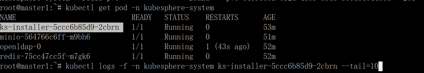 看ks-installer pod 日志